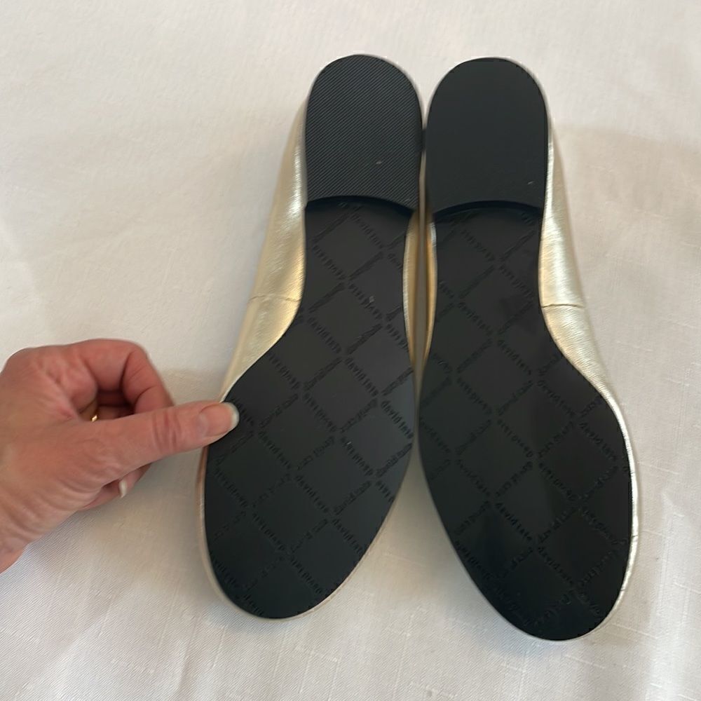 DAVID TATE LEATHER GOLD BALLET FLATS.  NEW - Picture 4 of 9